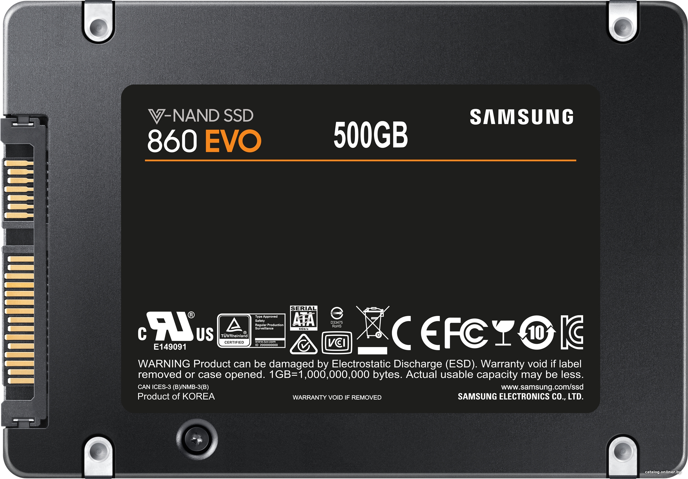 SSD 500GB SAMSUNG EVO 860 MZ-76E500BW (2.5", SATA3, TLC 3D, 550/